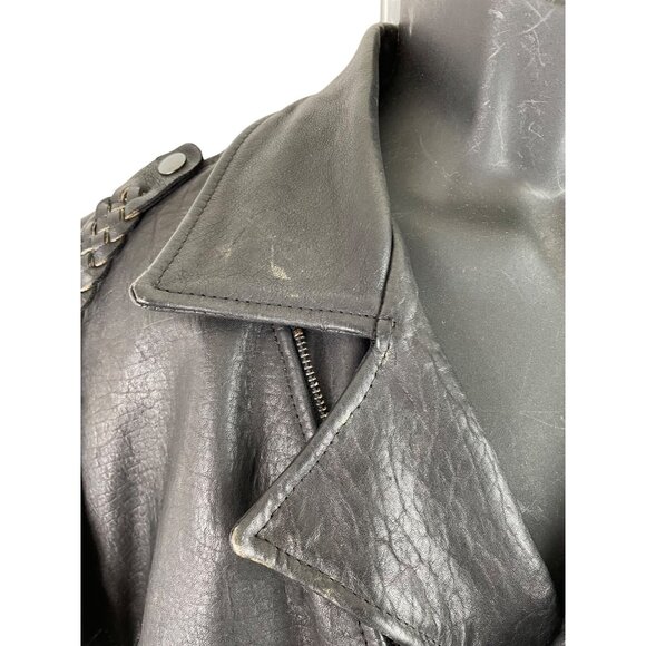 Vulcan Motorcycles Ripples Black Belted Lined Motorcycle Jacket Mens Size Large - Picture 4 of 16